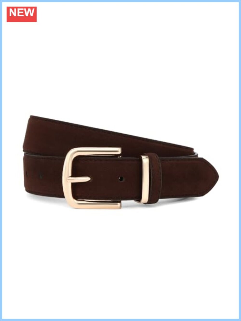 Suede Faux Leather Belt Gold Buckle 1.3 In Wide Waist Belt for Jeans Dress